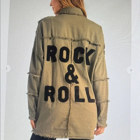 NWOT Olive Rock & Roll Utility Field Jacket Oversized Medium by elan - Picture 1 of 13